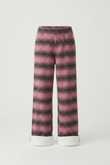 Pantalon Velours Rose Rayé Large Fille Hiver - Multicolore - vue 3