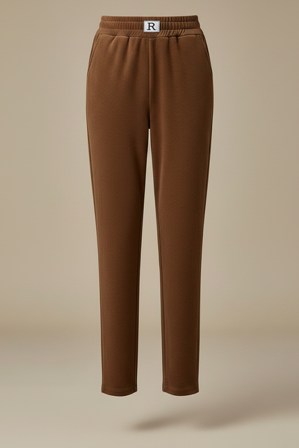 Pantalon Femme Velours Cotelé Fin - Marron Cordé - vue 3