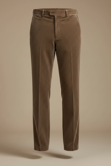 Pantalon Velours Côtelé Marron Droit Homme Élégant - Cordé - vue 3