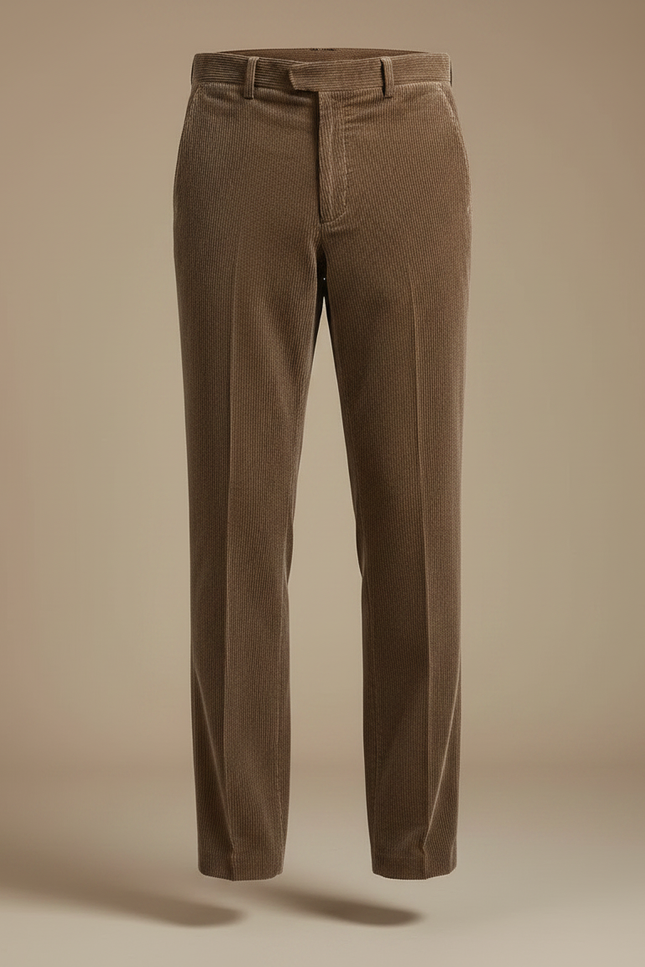 Pantalon Velours Côtelé Marron Droit Homme Élégant - Cordé - vue 3