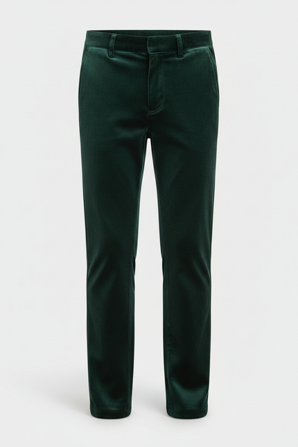 Pantalon Velours Vert Émeraude Garçon Droit Élégant - Cordé - vue 3