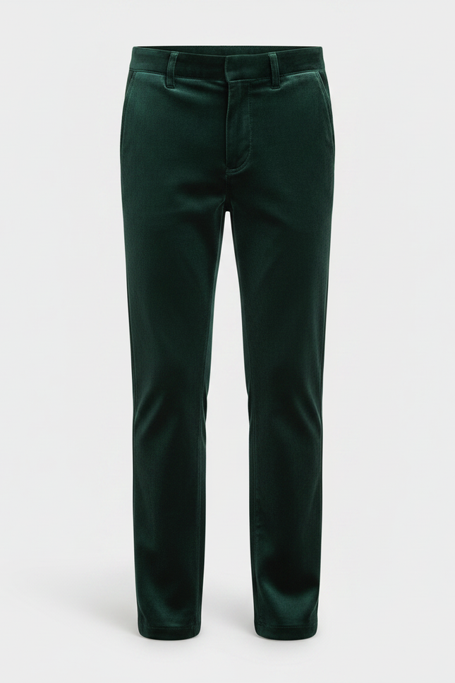 Pantalon Velours Vert Émeraude Garçon Droit Élégant - Cordé - vue 3