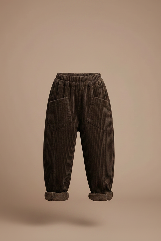 Pantalon Velours Côtelé Marron Ample Garçon Hiver - Cordé - vue 3