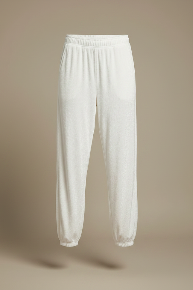 Pantalon Velours Blanc Ample Doux Élastique Décontracté Femme - vue 3