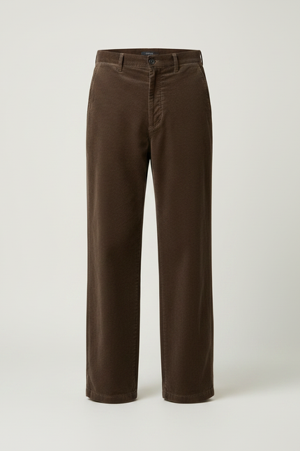 Pantalon Velours Marron Côtelé Ample Décontracté Homme - vue 3