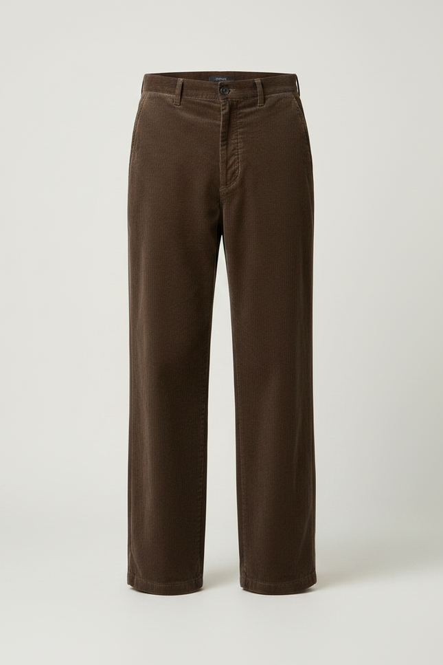 Pantalon Velours Marron Côtelé Ample Décontracté Homme - vue 3