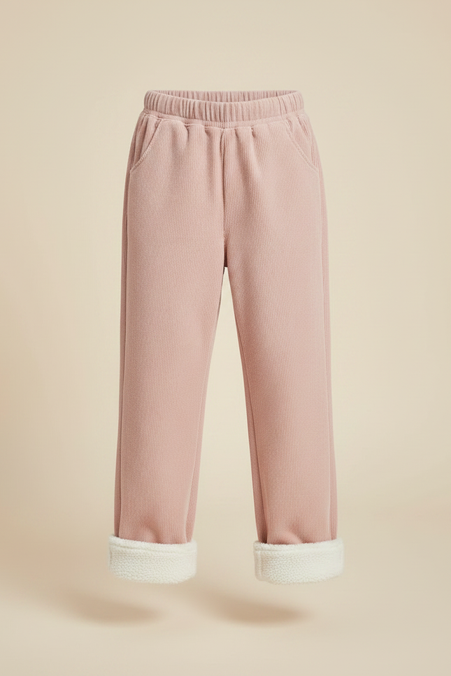 Pantalon Velours Rose Côtelé Doublé Enfant Confortable - vue 3