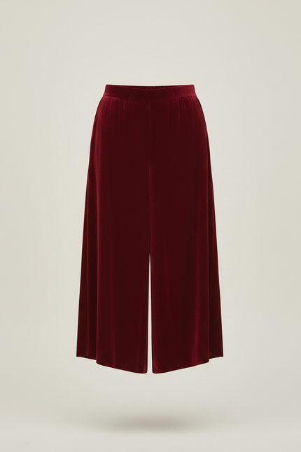 Pantalon Velours Bordeaux Ample Confortable Taille Haute - vue 3
