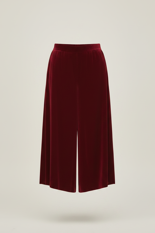 Pantalon Velours Bordeaux Ample Confortable Taille Haute - vue 3
