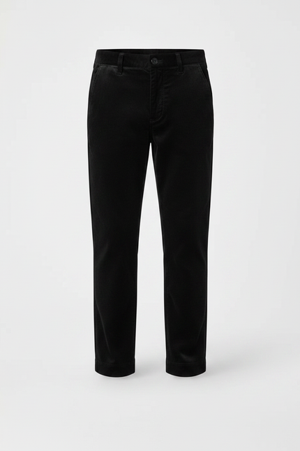 Pantalon Velours Noir Droit Enfant Élégant Classique - Cordé - vue 3