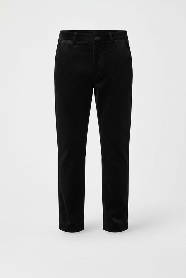 Pantalon Velours Noir Droit Enfant Élégant Classique - Cordé - vue 3