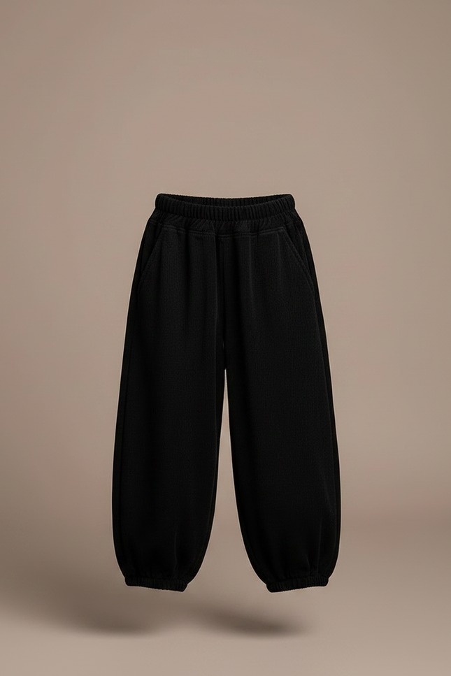 Pantalon Velours Noir Ample Décontracté Enfant Hiver - vue 3
