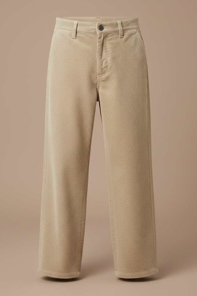 Pantalon Velours Beige Côtelé Ample Décontracté Confortable - Cordé - vue 3