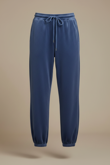 Pantalon Velours Bleu Ample Décontracté Cordon Femme - vue 3