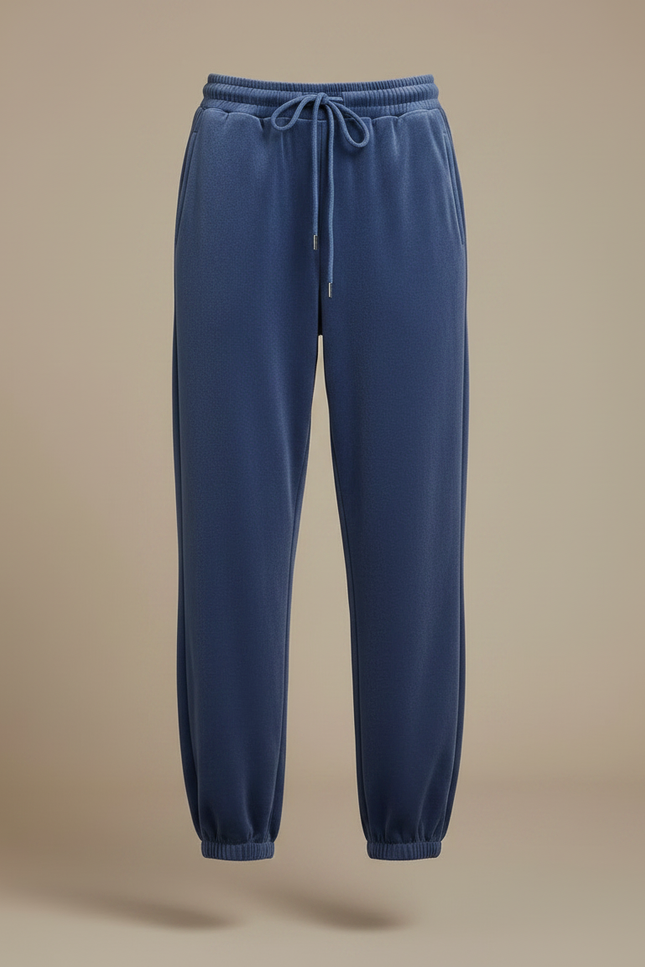 Pantalon Velours Bleu Ample Décontracté Cordon Femme - vue 3
