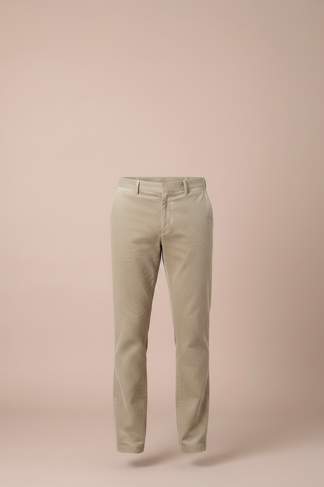 Pantalon Velours Beige Côtelé Droit Homme Décontracté - vue 3