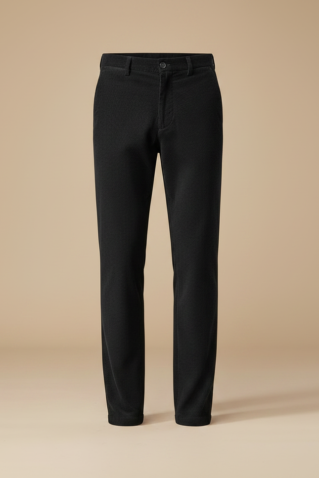 Pantalon Velours Noir Côtelé Slim Élégant Homme - Cordé - vue 3
