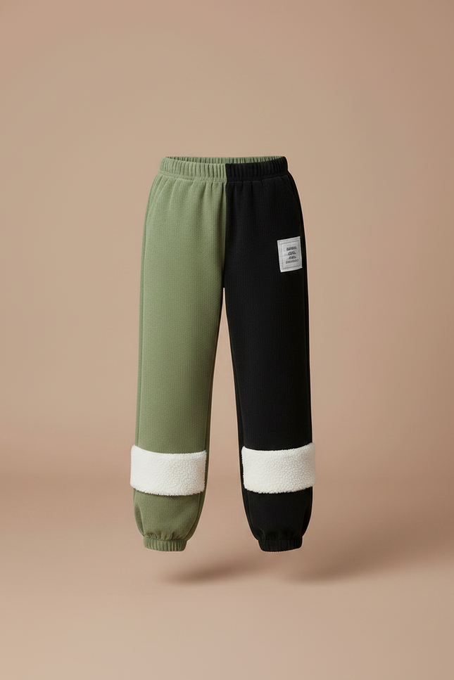 Pantalon Velours Bicolore Côtelé Sherpa Enfant Chaud Décontracté - Multicolore Cordé - vue 3