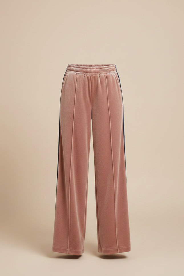 Pantalon Velours Rose Droit Rayures Latérales Fille - vue 3