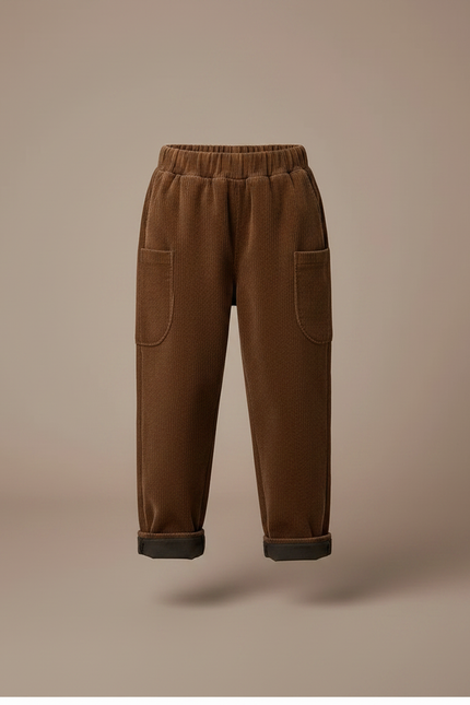 Pantalon Velours Côtelé Marron Ample Enfant Hiver - Cordé - vue 3