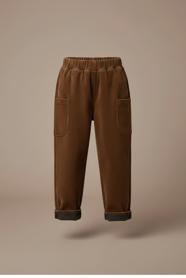 Pantalon Velours Côtelé Marron Ample Enfant Hiver - Cordé - vue 3