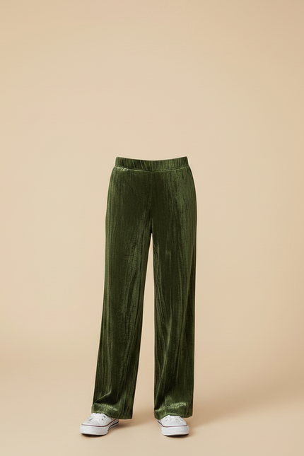 Pantalon Velours Vert Plissé Ample Fille - vue 3