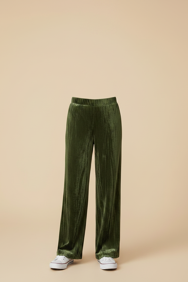 Pantalon Velours Vert Plissé Ample Fille - vue 3