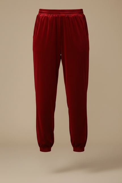 Pantalon Velours Stretch Femme - Rouge - vue 3