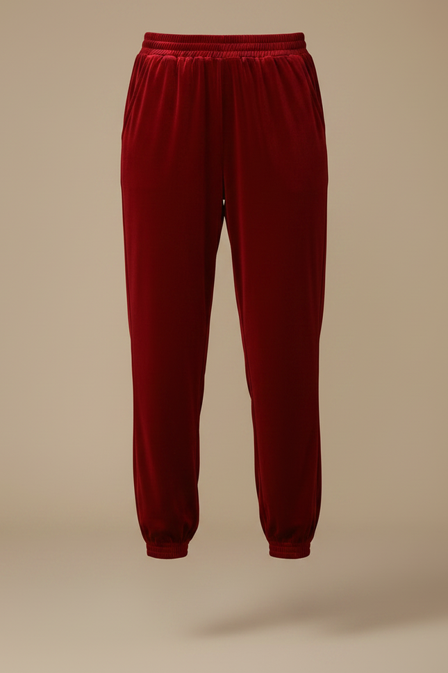 Pantalon Velours Stretch Femme - Rouge - vue 3