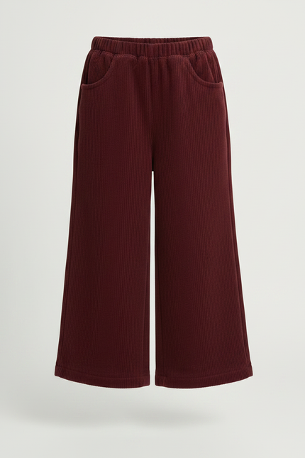 Pantalon Velours Côtelé Bordeaux Ample Enfant - vue 3