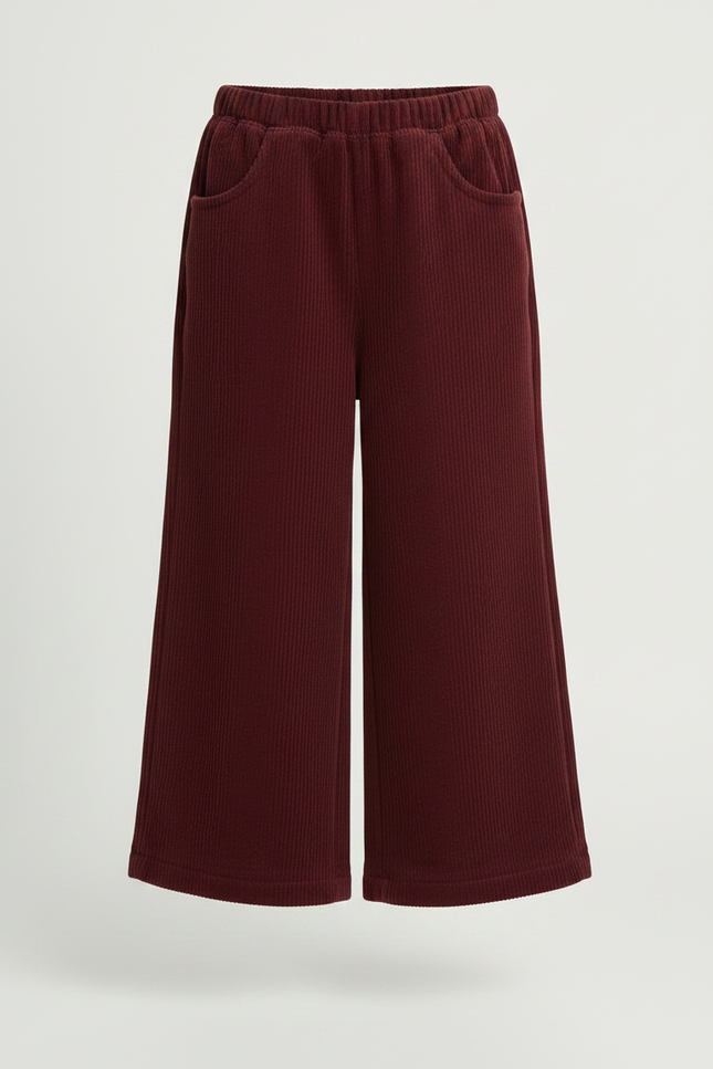 Pantalon Velours Côtelé Bordeaux Ample Enfant - vue 3