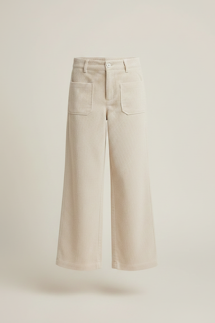 Pantalon Velours Beige Côtelé Ample Confortable Fille - Cordé - vue 3