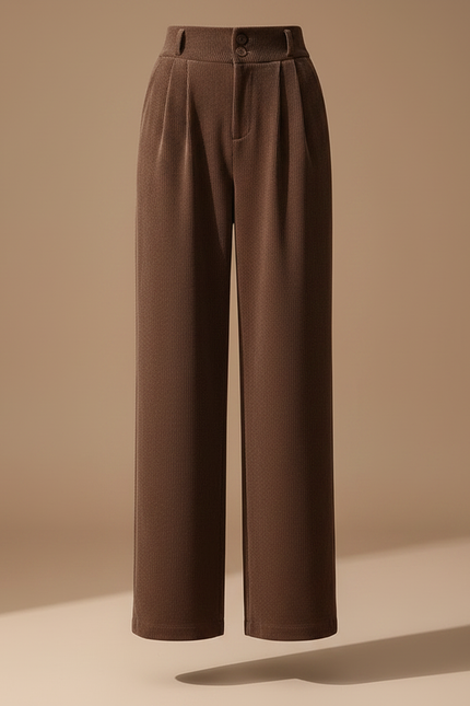 Pantalon Velours Côtelé Marron Large Taille Haute Hiver - Cordé - vue 3