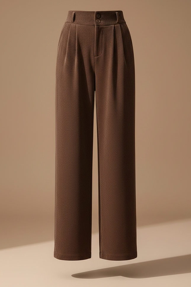 Pantalon Velours Côtelé Marron Large Taille Haute Hiver - Cordé - vue 3