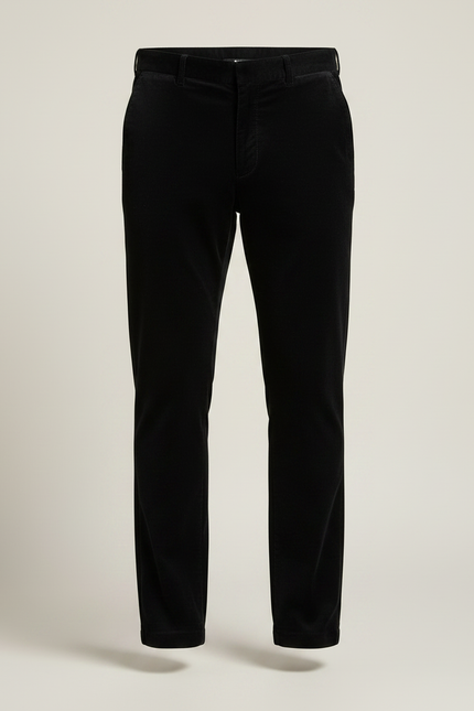 Pantalon Velours Noir Coupe Droite Homme Élégant - Cordé - vue 3