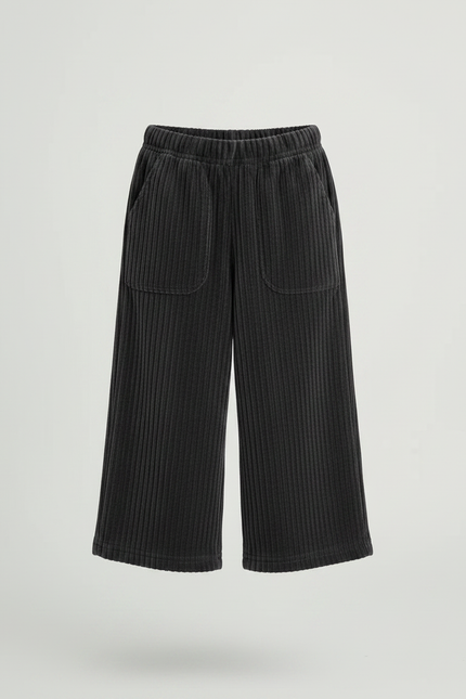 Pantalon Velours Côtelé Ample Gris Fille - Cordé - vue 3