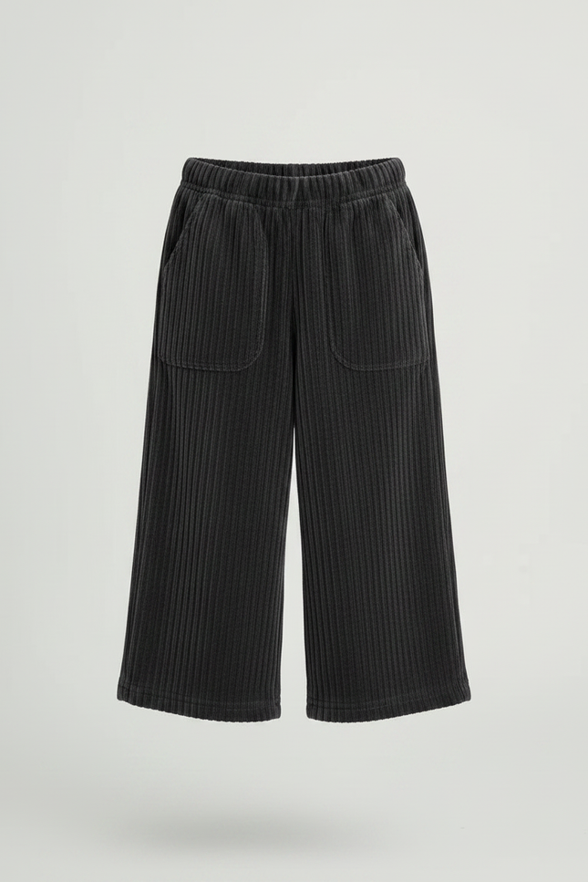 Pantalon Velours Côtelé Ample Gris Fille - Cordé - vue 3
