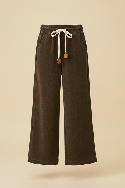 Pantalon Velours Marron Ample Côtelé Décontracté Fille - Cordé - vue 3