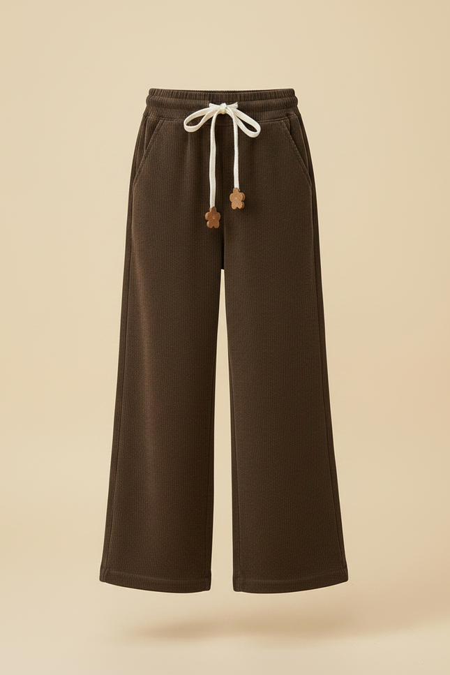 Pantalon Velours Marron Ample Côtelé Décontracté Fille - Cordé - vue 3