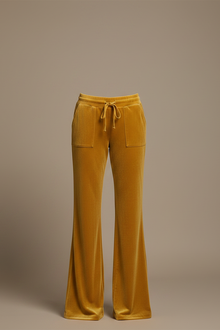 Pantalon Velours Jaune Ample Fluide Décontracté - vue 3