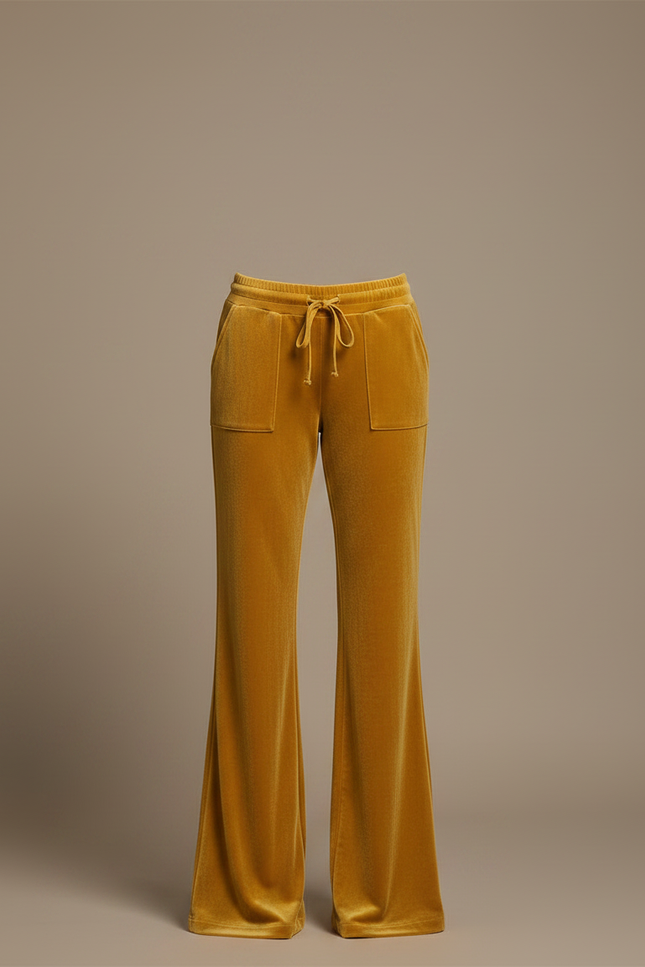 Pantalon Velours Jaune Ample Fluide Décontracté - vue 3
