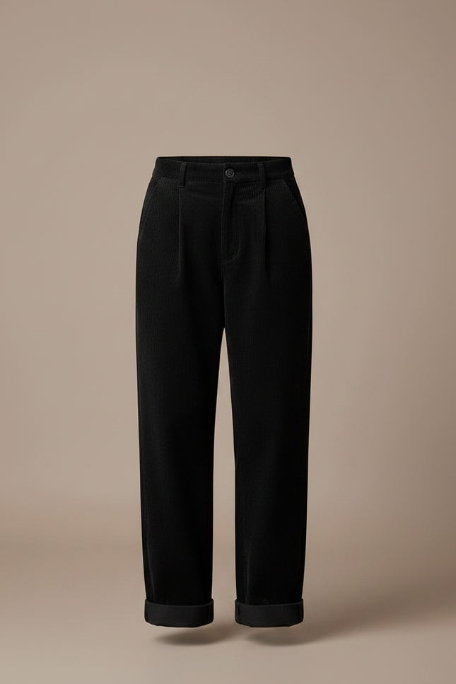 Pantalon Velours Noir Ample Côtelé Décontracté - Cordé - vue 3