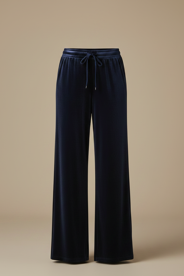Pantalon Velours Bleu Marine Ample Fluide Décontracté - vue 3