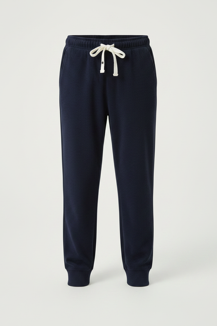 Pantalon Velours Bleu Marine Côtelé Ample Enfant Cordon - Cordé - vue 3