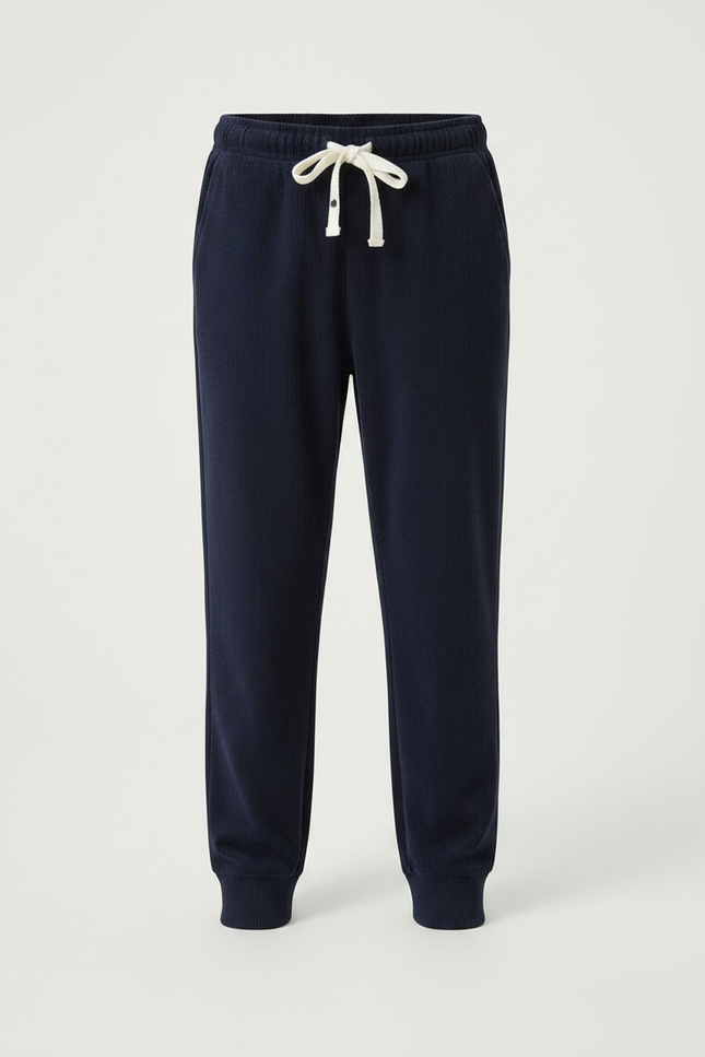 Pantalon Velours Bleu Marine Côtelé Ample Enfant Cordon - Cordé - vue 3