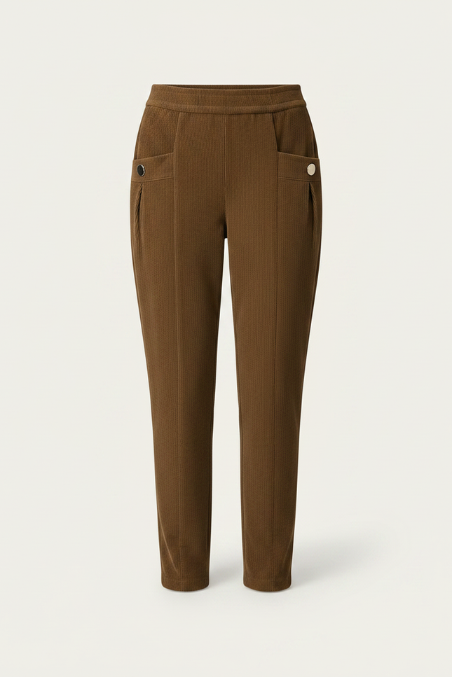 Pantalon Velours Marron Côtelé Droit Taille Haute Femme - vue 3