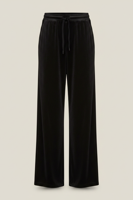 Pantalon Velours Noir Ample Femme Cordon Décontracté - vue 3