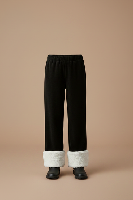 Pantalon Velours Noir Côtelé Doublé Chaud Fille - vue 3