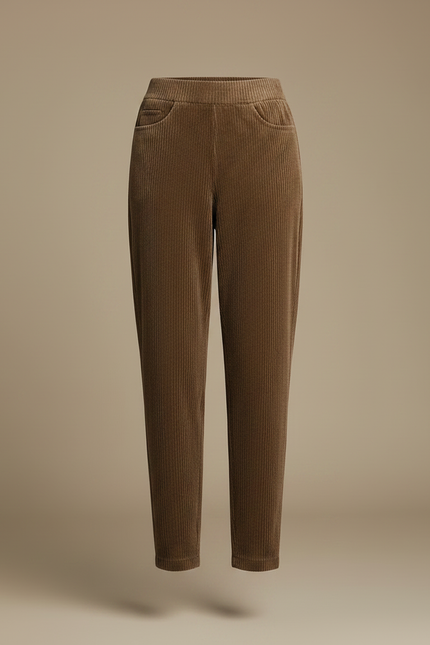 Pantalon Femme Velours Cotelé Marron - Cordé - vue 3
