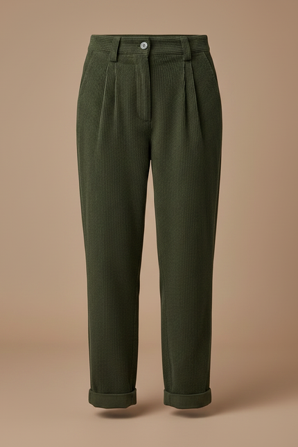 Pantalon Velours Femme Kaki - Cordé - vue 3